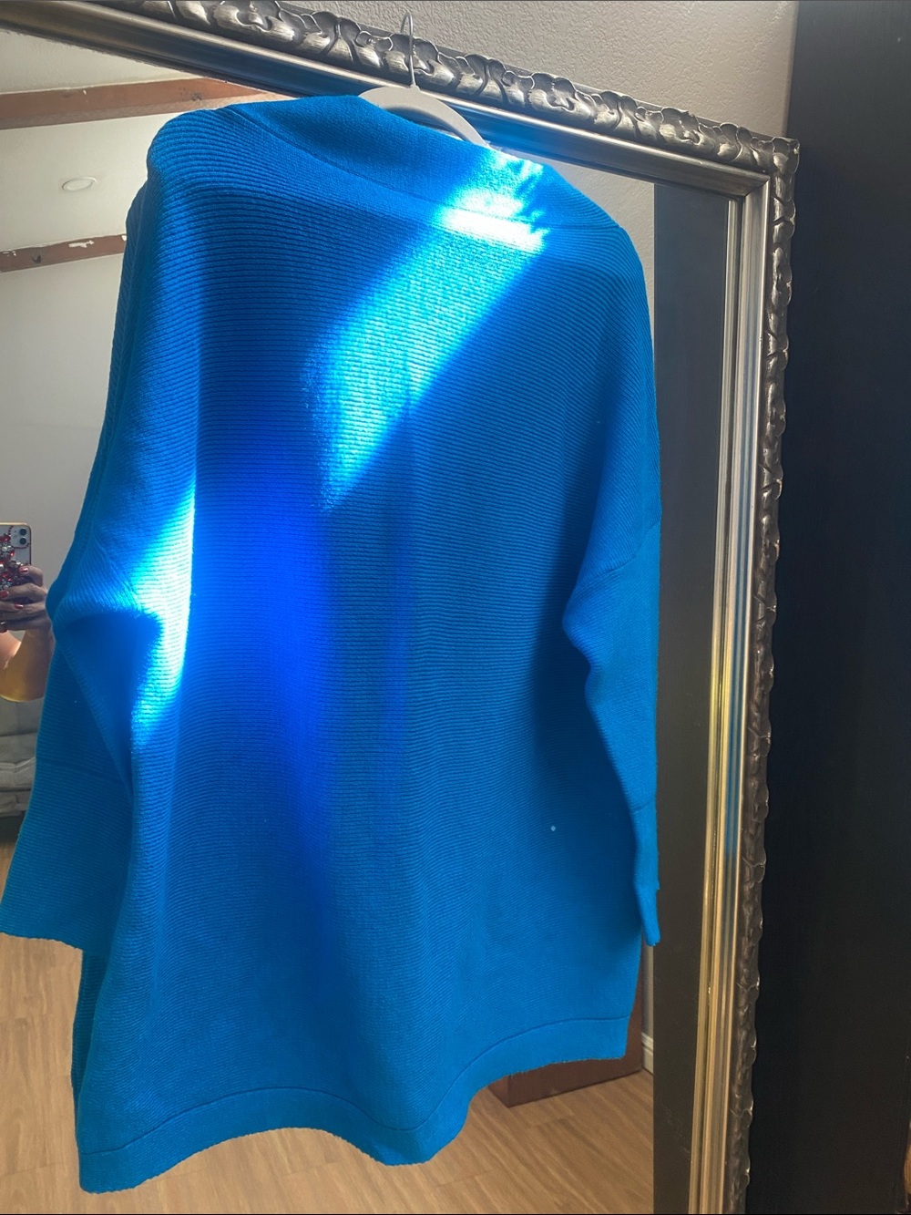 Women's Bright Blue Cowl-Neck Sweater — Relaxed Pullover